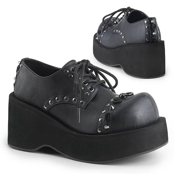 Demonia Dank-110 Black Vegan Leather Schuhe Herren D820-493 Gothic Halbschuhe Schwarz Deutschland SALE